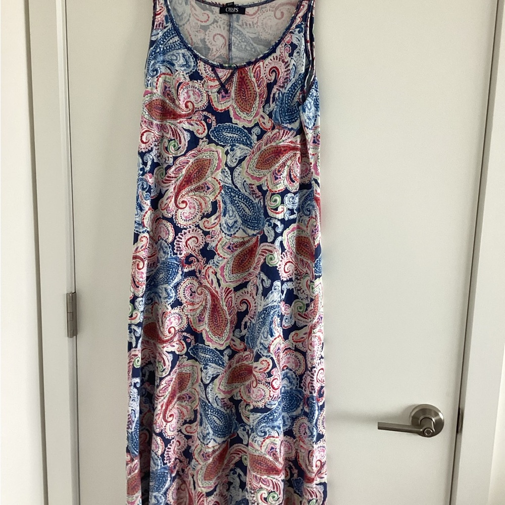 Chaps Women's Paisley tank Maxi Dress - Blue and Pink